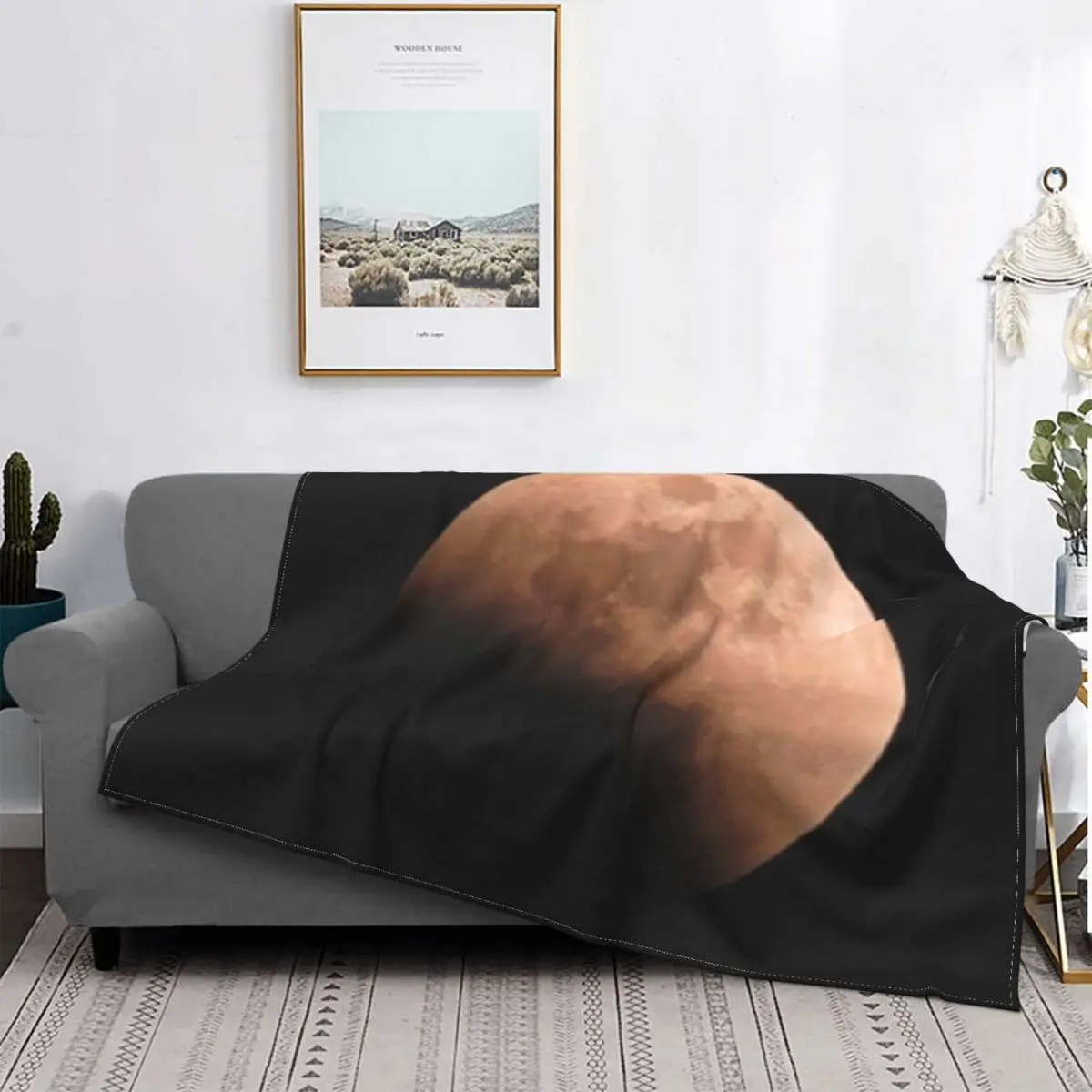 

Lunar Moon Eclipse Blankets Flannel Spring Autumn Dark Space Star Lightweight Thin Throw Blankets for Bedding Car Bedspreads