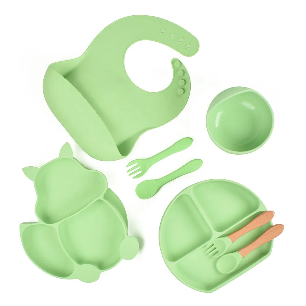 

Baby bowl+spoon+fork Set Feeding Food Tableware Silicone BPA Free Baby Bibs Feeding Bowls Fork and Spoon kid dinner for child