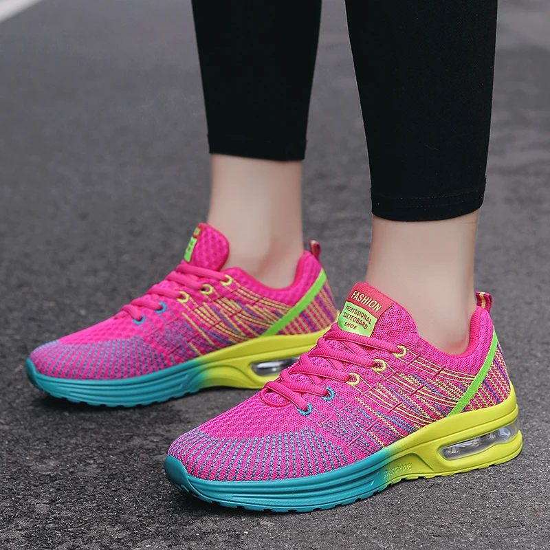

Women Sneakers Breathable Air Cushioning Women's Running Shoes Lightweight Fly Weave Sports Shoe Jogging Walking Female Footwear