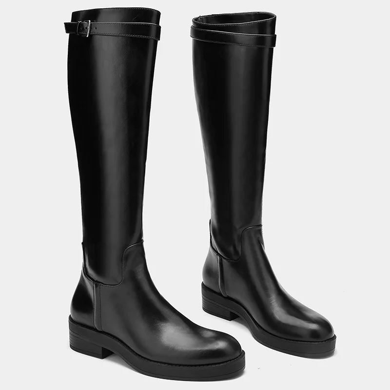 

Hot Sell Womens Boots European New Autumn Winter Knight Boots Knee-High Long Leather Shoes Wear-resisting Non-slip Women Boots