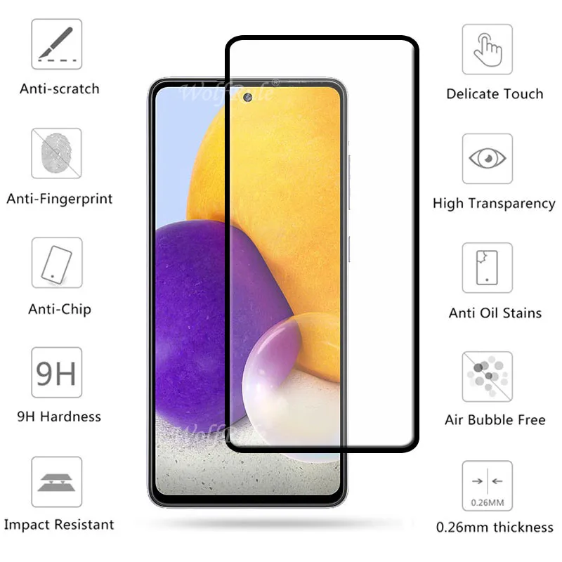 Protector de pantalla de vidrio templado 4 en 1 para Samsung Galaxy A72, pel&iacute;cula de lente de c&aacute;mara, A72 A 72-2