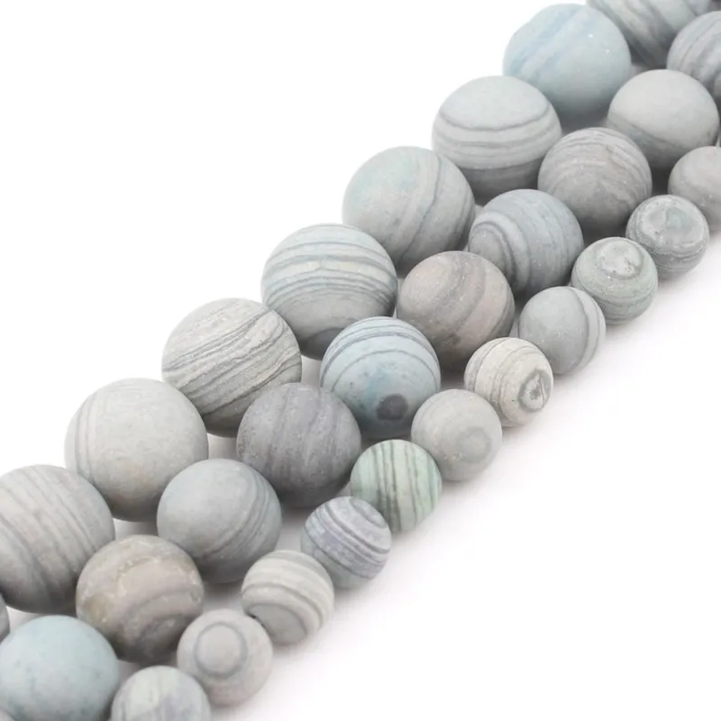 

Натуральный Матовый полированный матовый серый в полоску, круглые бусины для изготовления ювелирных изделий, 6, 8, 10 мм, Diy, очаровательный бр...