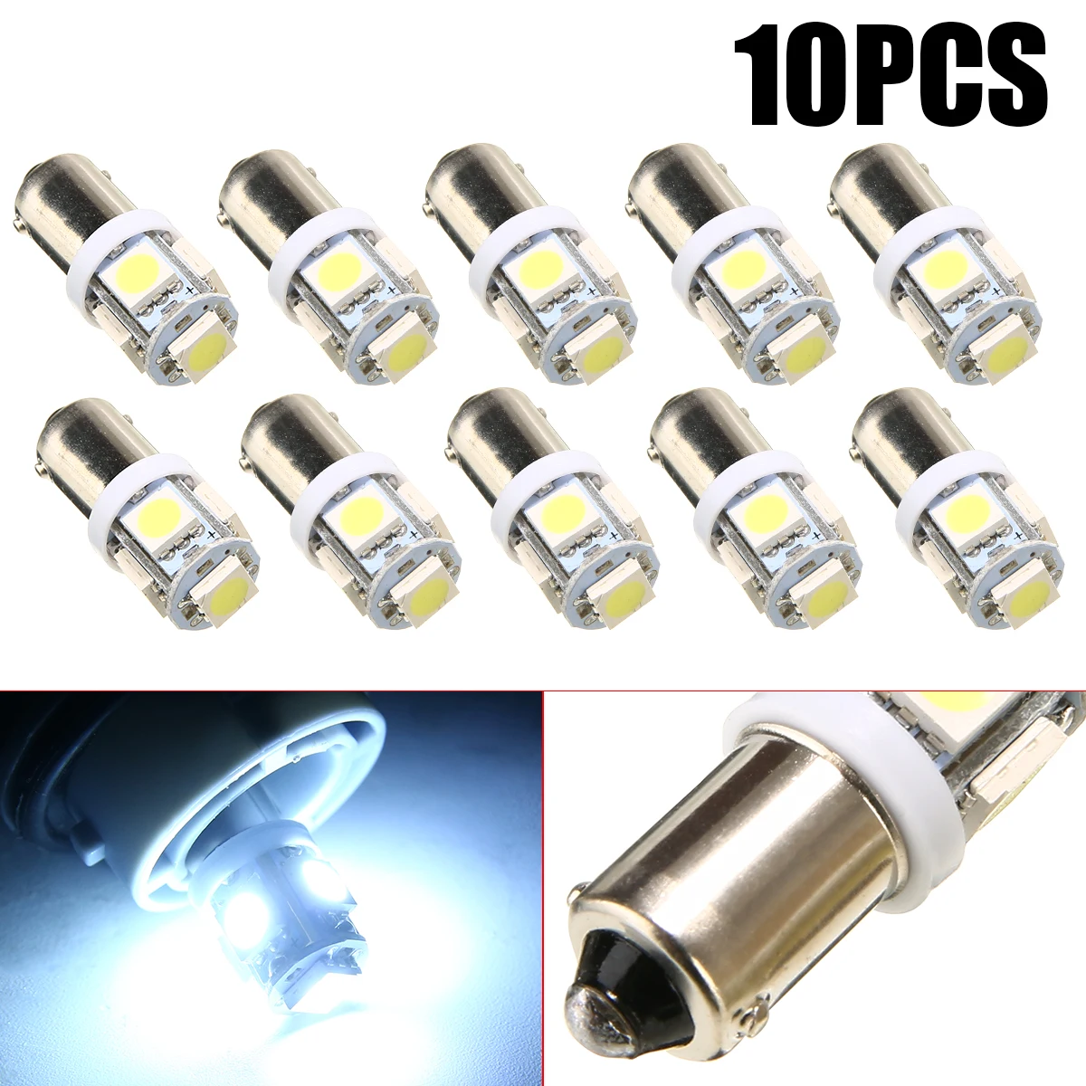 10X T11 BA9S T4W 3886X H6W 363 белый 5 светодиодов 5050 SMD автомобильный боковой фонарь с