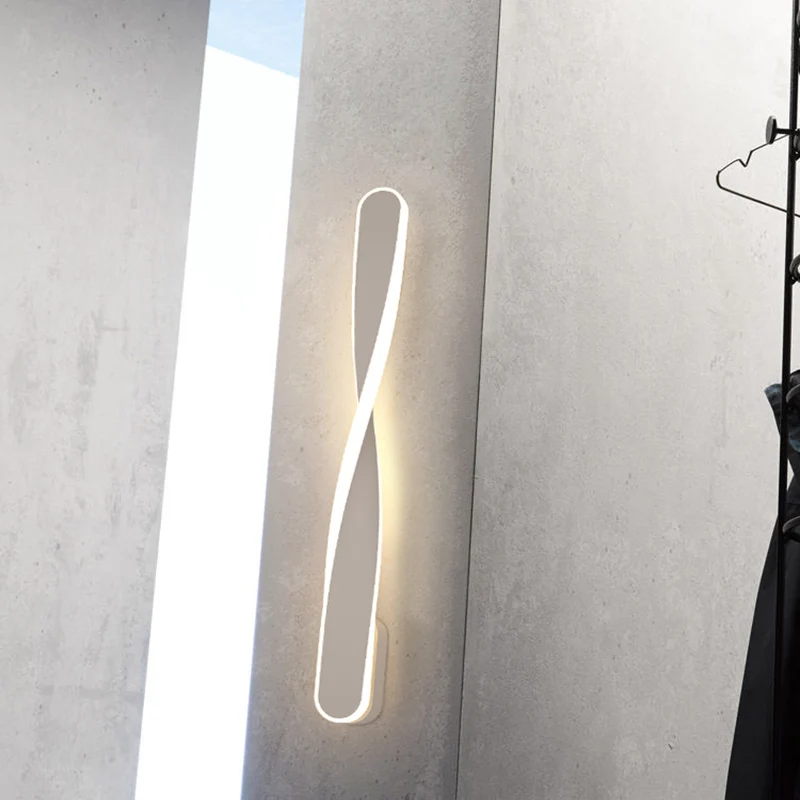 

Nordic Modern Art Spiral Bed Side LED Wall Lamp Silver Gold Black White Metal Sconces TV Background Living Room Wall Mount Light