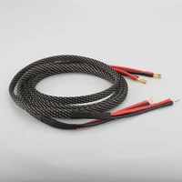 high quality pair pure copper loudspeaker cable hifi banana plug to pin plug speaker cable center audio speaker cable