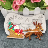 christmas deer sleigh silicone mold snowflake shape fondant resin diy cake ddecorating lace tools sugar paste candy moulds
