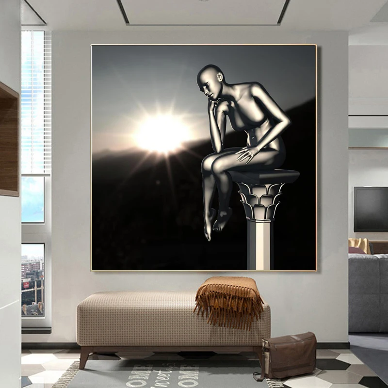 

Modern Sexy Body Woman Statue Canvas Painting Sculpture Wall Art Abstract Poster Print Wall Picture for Bedroom Home Decoration