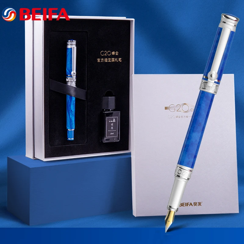 

BeiFa Luxury Chinese Style Fountain Pen Set for G20 Meeting 24K Gold F Nib Calligraphy Pen Pучка Caneta Business Office Supplies