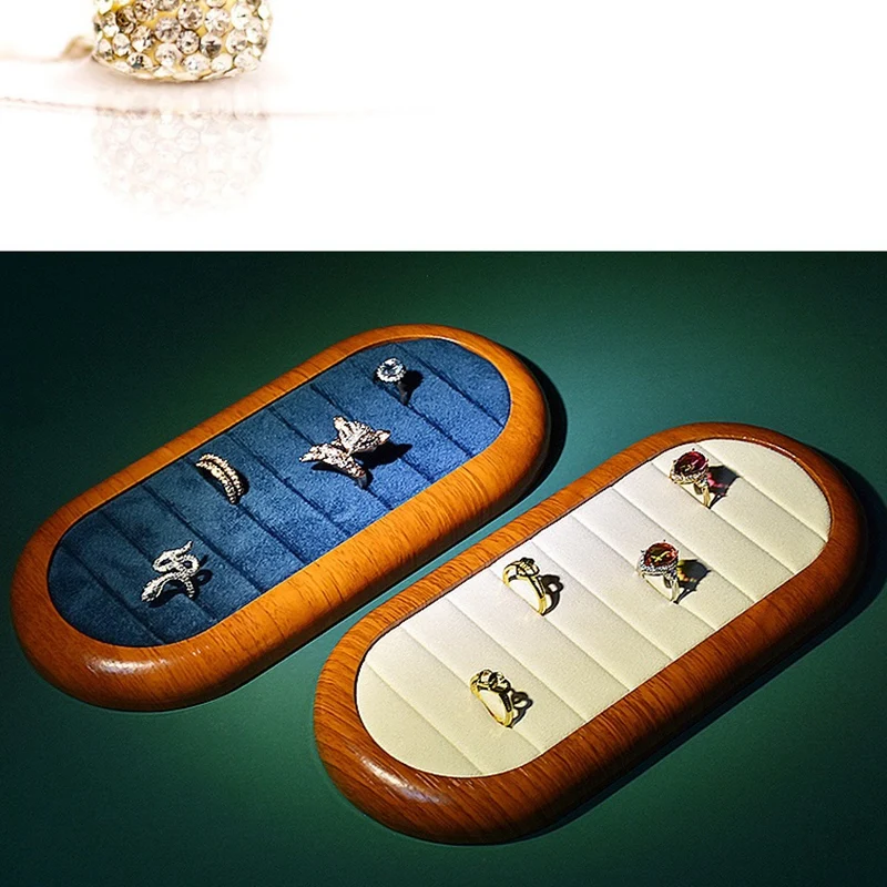 

Ring Earrings Organizer Jewelry Display Tray Wood Velvet Mall Jewelry Show Tray Earrings Showcase Rings Holder