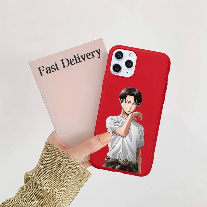 

Hot Anime Attack On Titan Phone Case Candy Color Red for iPhone 11 12 pro XS MAX 8 7 6 6S Plus X 5S SE 2020 XR