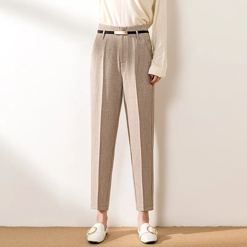 

YUEY Women Summer Harem Pants Linen Capri Pants Casual Loose-Fit Ankle Length Thin Breathable Trousers Simple Style