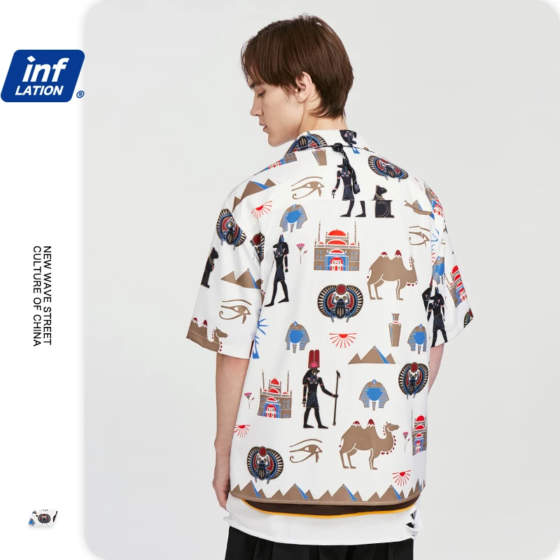 Гавайская рубашка мужская с цветочным принтом модная уличная одежда кроя Regular Fit