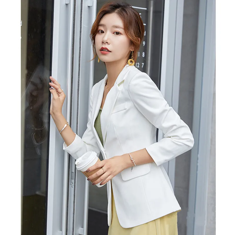 Белый пиджак и блейзер женское приталенное пальто в стиле ретро на весну осень