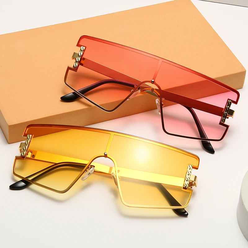 

2021 New Arrival Luxury Shield Sunglasses Men Women Goggle PC Gradients Lens Golden Frame Brand Designer High-End Sun Glasses
