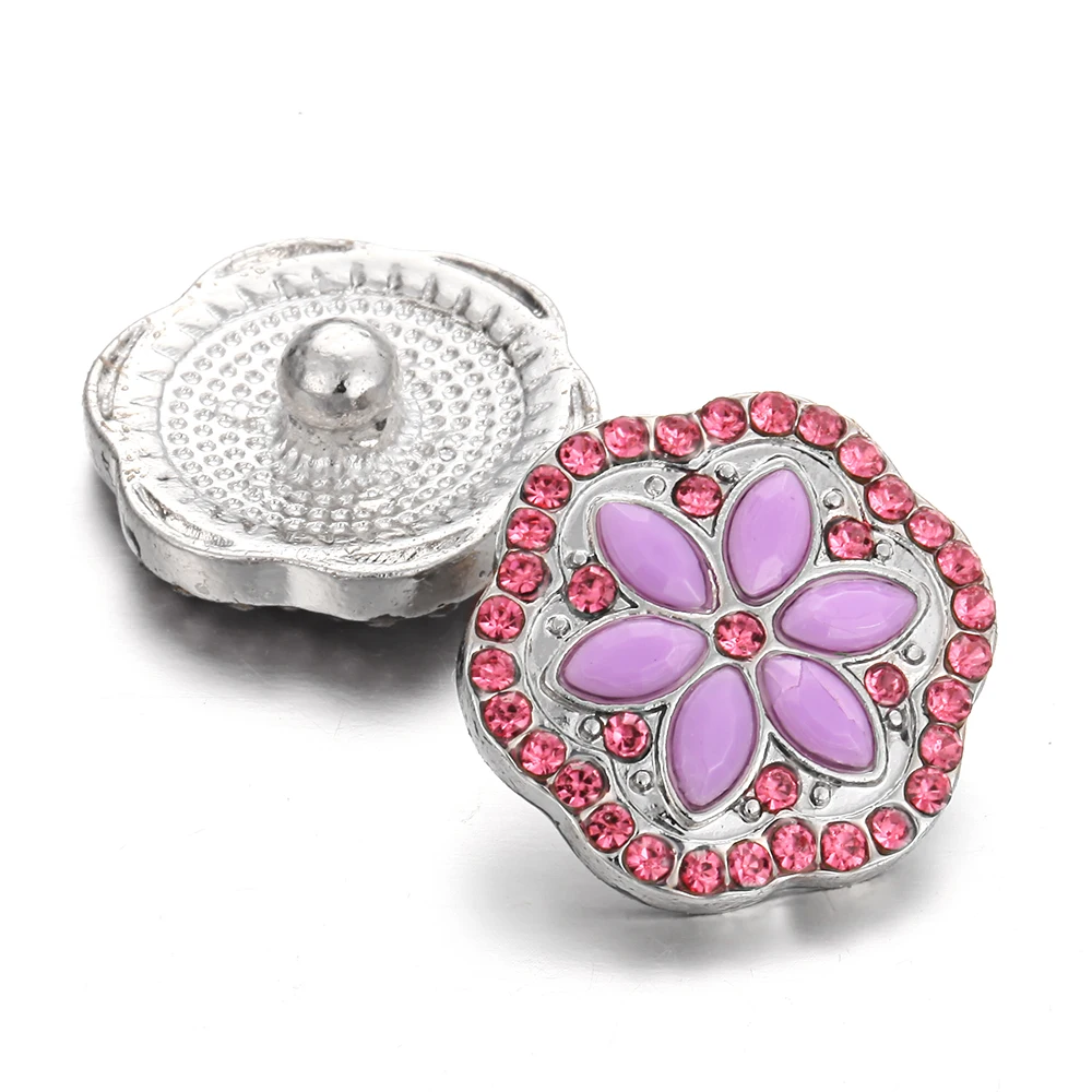 10pcs/lot Wholesale 18mm Snap Jewelry Rhinestone Flower Buttons Fit Metal Button DIY Bracelet | Украшения и аксессуары