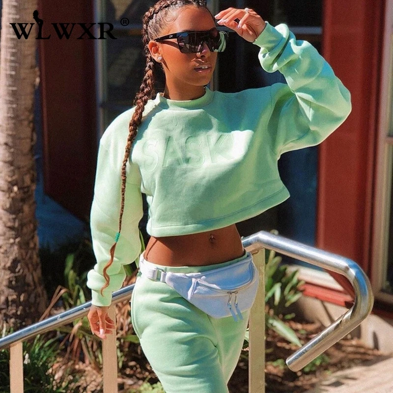 WLWXR уличная одежда комплект из двух предметов топ и брюки женские розовые наряды
