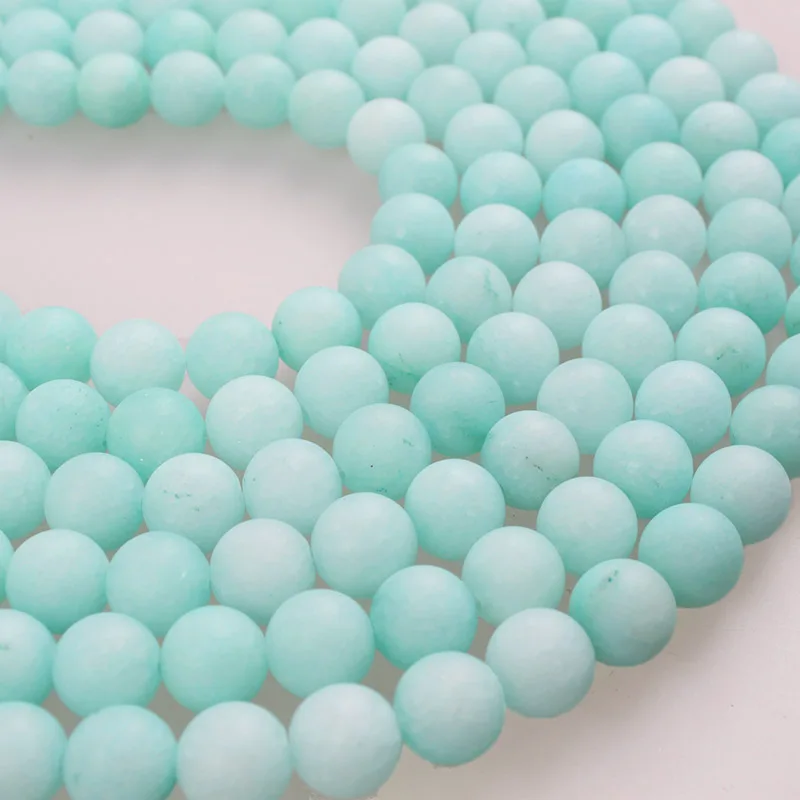 

Natural Stone Beads Matted Blue Amazonite Frosted Round Loose Beads 4 6 8 10 12mm For Bracelets Necklace Jewelry Making