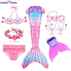 Купальный костюм для девочек с хвостом русалки, детский купальный костюм для косплея, Пляжное бикини с фантазией, с моноластами, подарок на день рождения