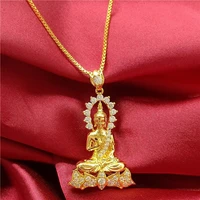southeast asia thailand hot selling buddha choker gold plated buddha necklace men women lucky jewelry pendants chain luxury