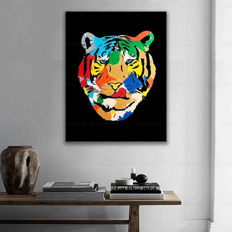 

Nordic graffiti art animal canvas painting monkey tiger orangutan head poster office living room corridor home decoration mural
