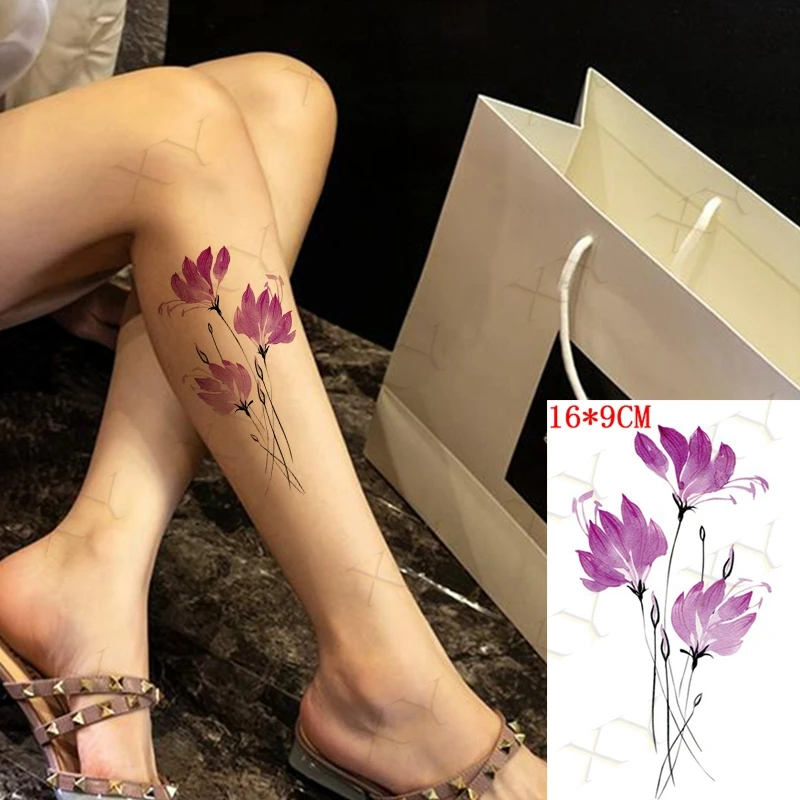 Водостойкая Временная тату-наклейка стрекоза маленький цветок фотографический
