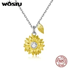 Ожерелья BISAER, 925 пробы, серебряное ожерелье с подсолнухом, простая Длинная цепочка, изящное серебро, Женские Ювелирные изделия, подарок FNN212