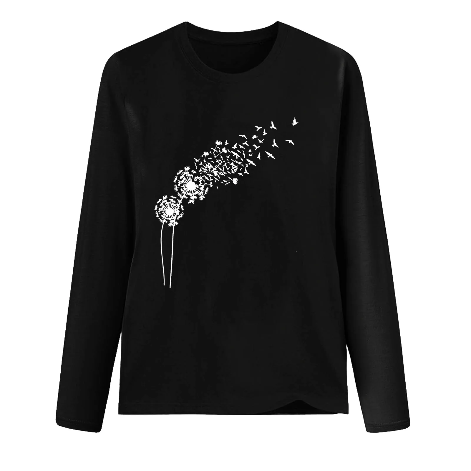 

Women's Print O Neck T-shirt Long Sleeve Casual Blouse Top Y2k Blusa De Frio Feminina Свитер Женский 2021#001
