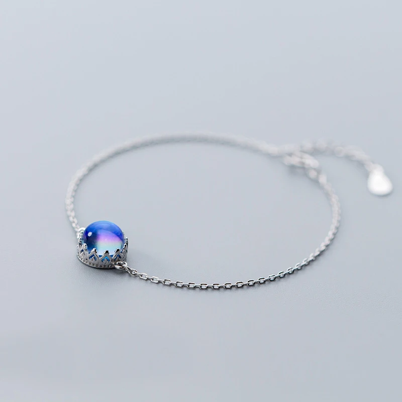 

XMD Hot Sale Blue Bubble Stone Bracelet for Women Girls Fashion 925 Sterling Silver Chain Bracelet Jewelry