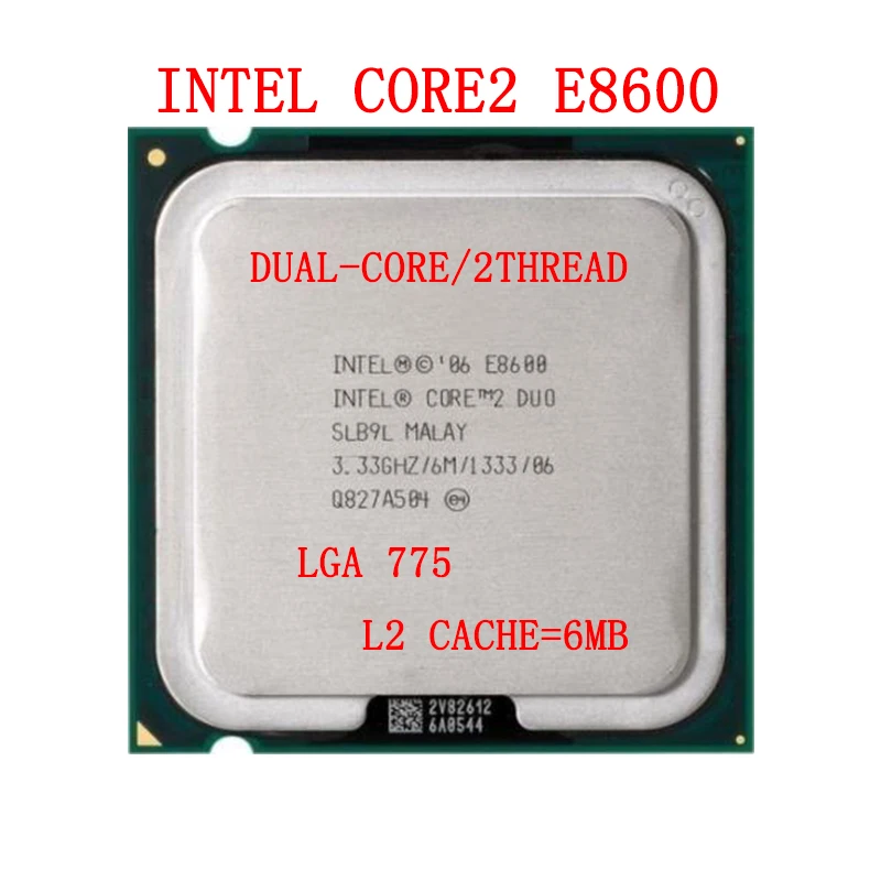 

Intel Core 2 Duo E8600 Processor 3.33Ghz 6M 1333MHz Socket 775 CPU