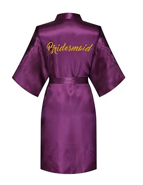 2019 Summer Purple Gown Satin Silk Robe Wedding Bride Bridesmaid Dressing Women Robes Skirt Clothes Hot Word 1pc | Женская одежда