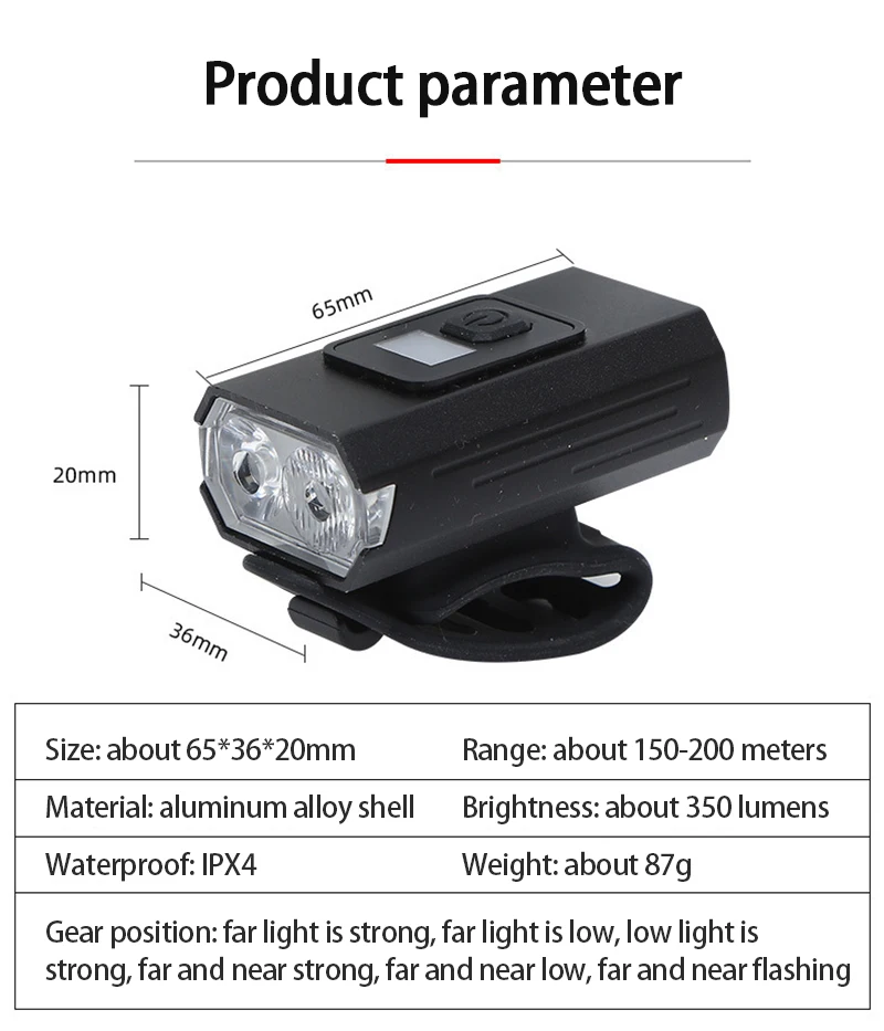 

Bicycle T6 Lights USB Charging Waterproof Night Riding Equipment Warning Power Display Aluminum Alloy Car Headlight