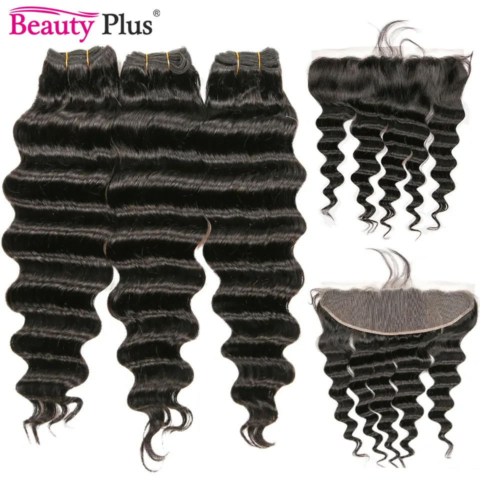 Свободные пряди волос с глубокой волной фронтальной естественной черной