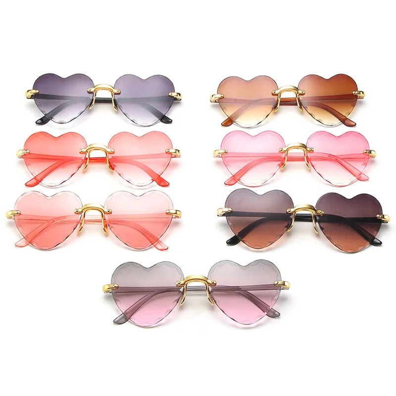 

Retro Fashion Sunglasses Trend Sunglasses Female Frameless Vintage Love Trimming Small Box Sun Glasses Female UV400