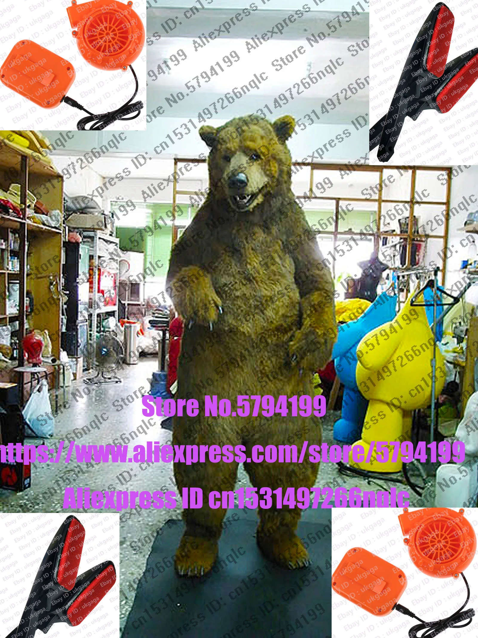 Тапочки в виде медвежонка Цвет коричневый Фурсьют костюм Косплэй животных