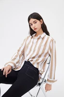 2021 spring autumn womens stripes button down shirts casual work blouses regular fit blouses female cotton women office lady