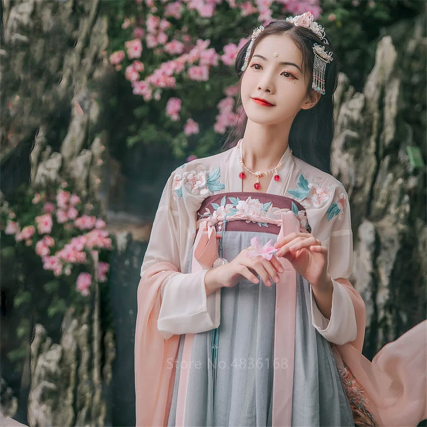 Платье ханьфу в китайском стиле для девочек сказочное платье Сакура косплея
