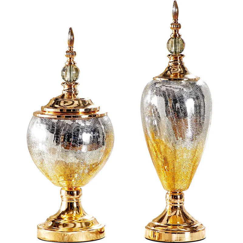 Современная роскошная витражная ваза с треснувшим льдом украшения домашняя