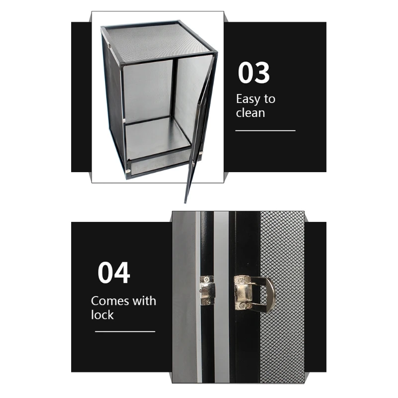 

Transparent Insect Habitat Cage Reptile Breeding Box Aluminium Alloy Reptile Feeding Container for Spider Frog Cricket
