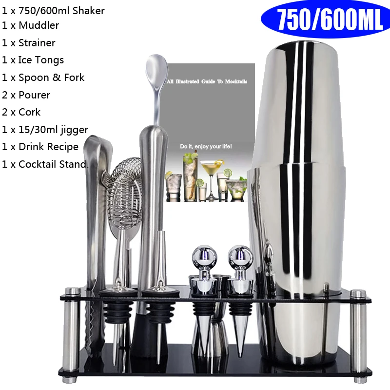 12 шт. Бармен Комплект включает шейкер стеллаж для выставки товаров заливщик &amp Ice