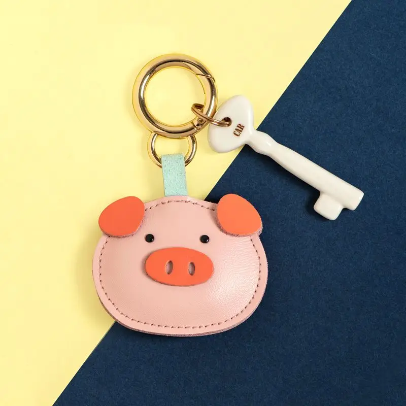 

New Creative Leather Animal Keychain Cute Pig Dog Panda Car Key Chain Women Ladies Bag Pendant Keyring Gifts