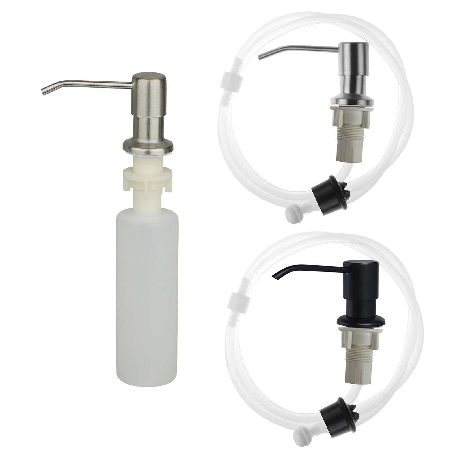 

400ML Sink Soap Dispenser Kitchen Stainless Steel Liquid Pump Bottle Tube