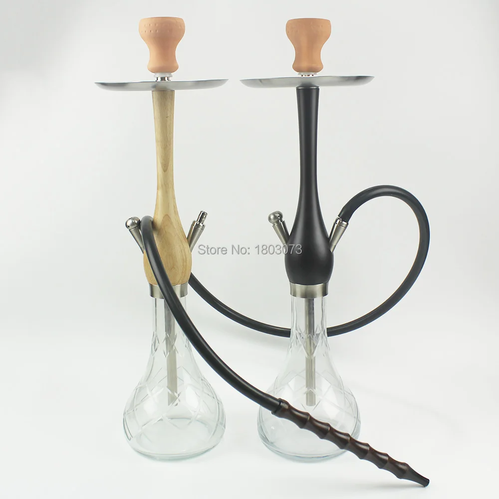 Хорошее качество, стеклянный кальян sheesha, желто-коричневый цвет, деревянный стебель, силиконовый шланг, петля, кончики рта, кальян для дома или бара