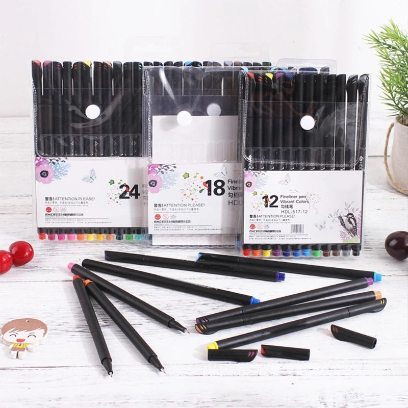 

Hook Line Pen Artist Paint Pen Painting Supplies Coloring Brush Fineliner Color Pens 12/18/24 Colors of Water Marker