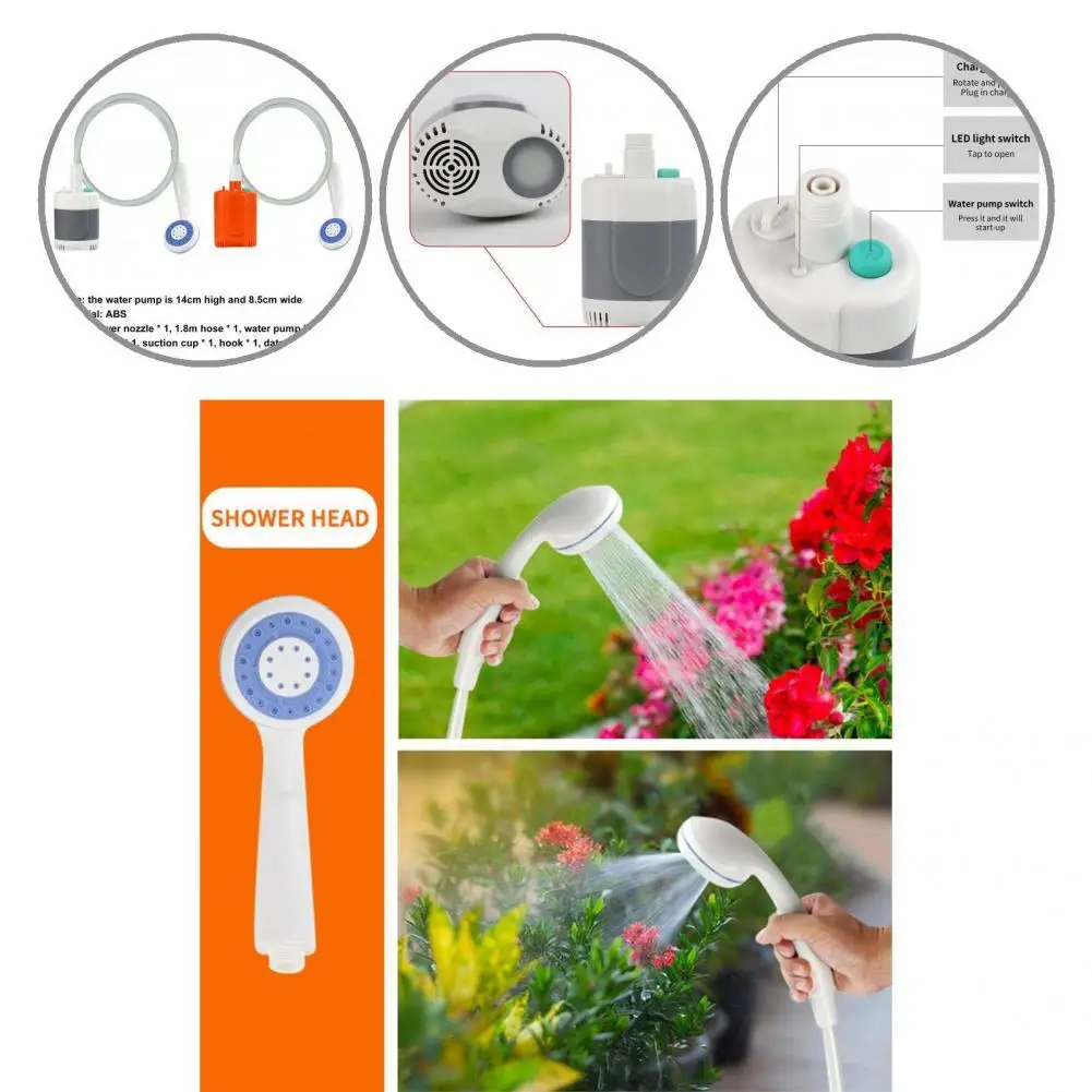

USB Charging Camping Accessory Easy To Use Large Water Output USB Shower Set USB Shower Set for Outdoor