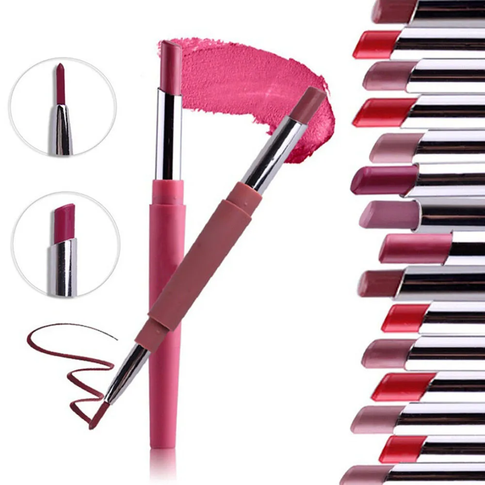 Сексуальная двухсторонняя подводка для губ Водонепроницаемая долговечная