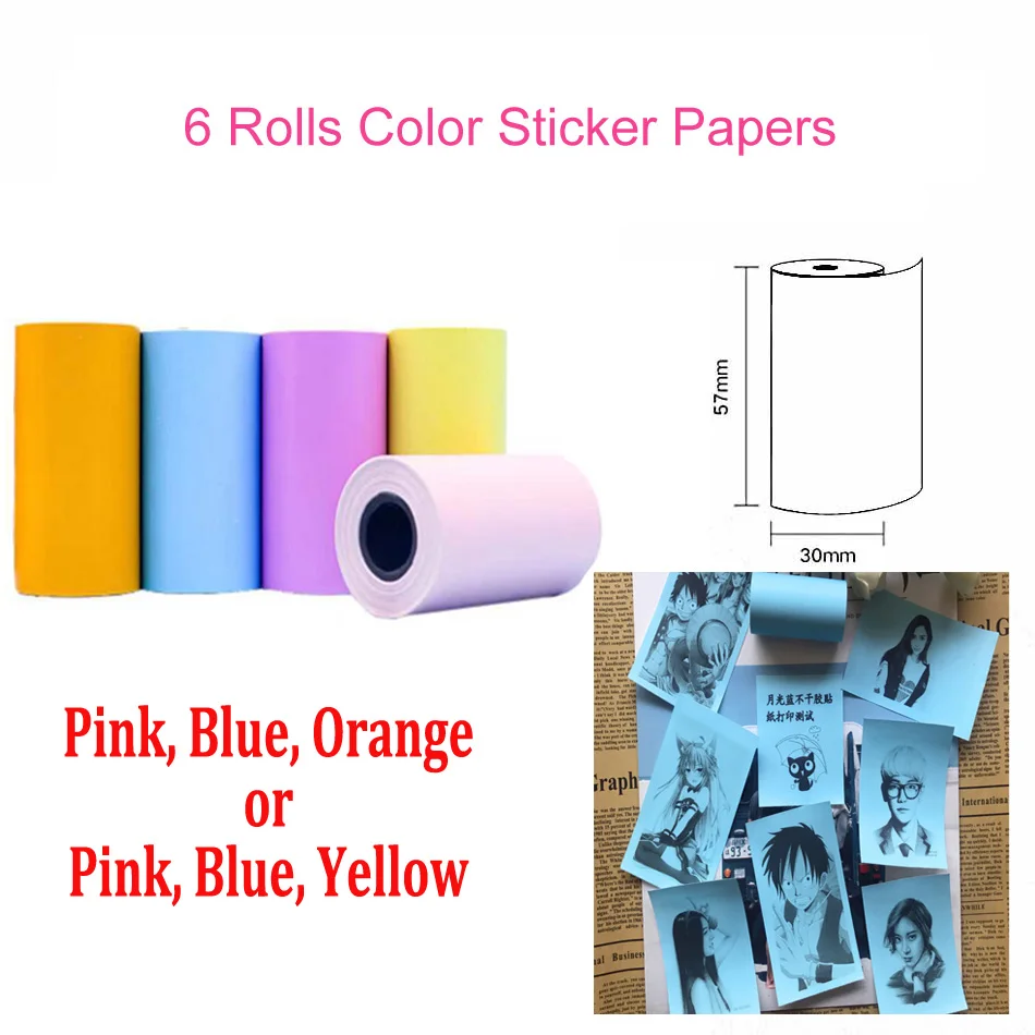 Color Sticker Paper Термальность Бумага этикетка бумажный стикер Бумага для PeriPage Бумага, которые только начинают фотопринтер - Цвет: Color Sticker Paper