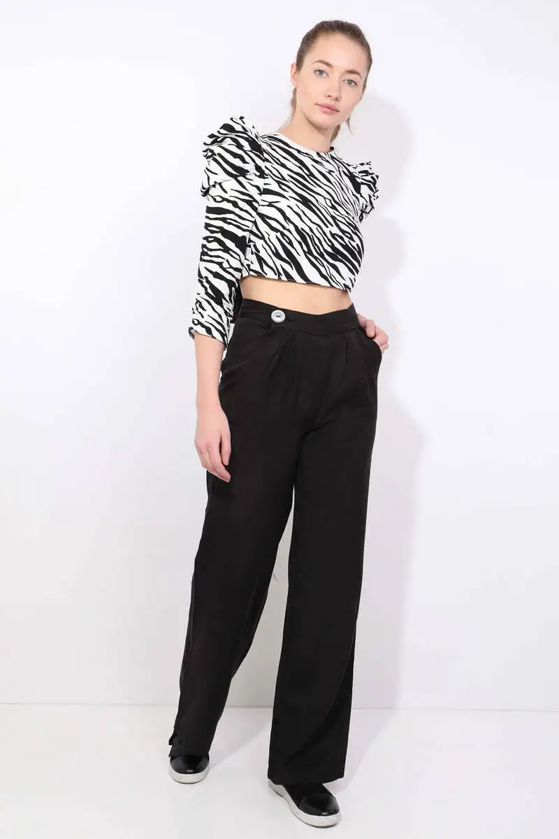 

Women Black Flare Tencel Pants