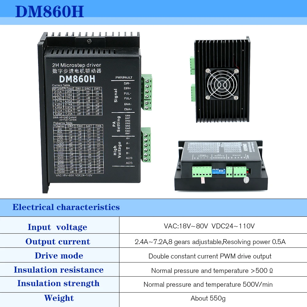 Драйвер для микрошагового двигателя DM860H VAC 18-80V VDC 24-110V Ток 2 4-7.2A с независимым
