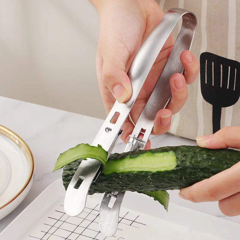 

Creative Stainless Steel Double-sided Peeler Cucumber Yam Peeling Knife Clip-on Fruit Vegetable Tools Kitchen Accessories