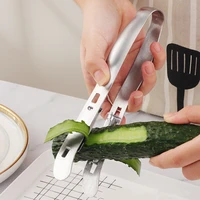 creative stainless steel double sided peeler cucumber yam peeling knife clip on fruit vegetable tools kitchen accessories